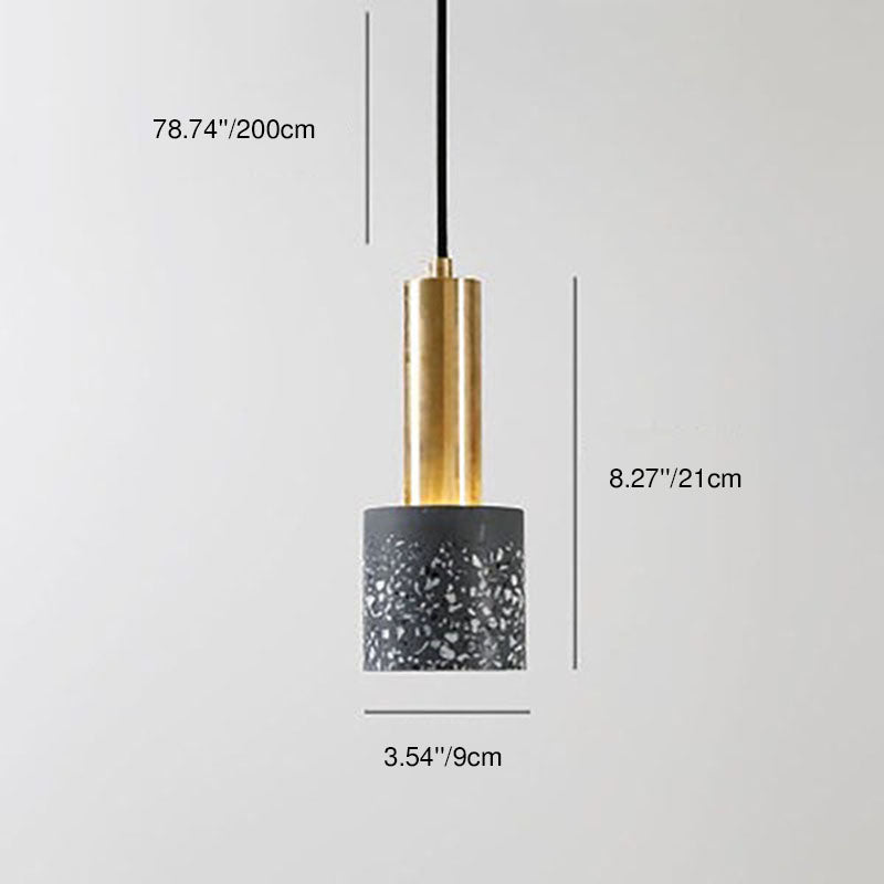 Moderne nordische Pendelleuchte aus farbigem Terrazzo und Metall mit 1 Flamme für das Wohnzimmer 