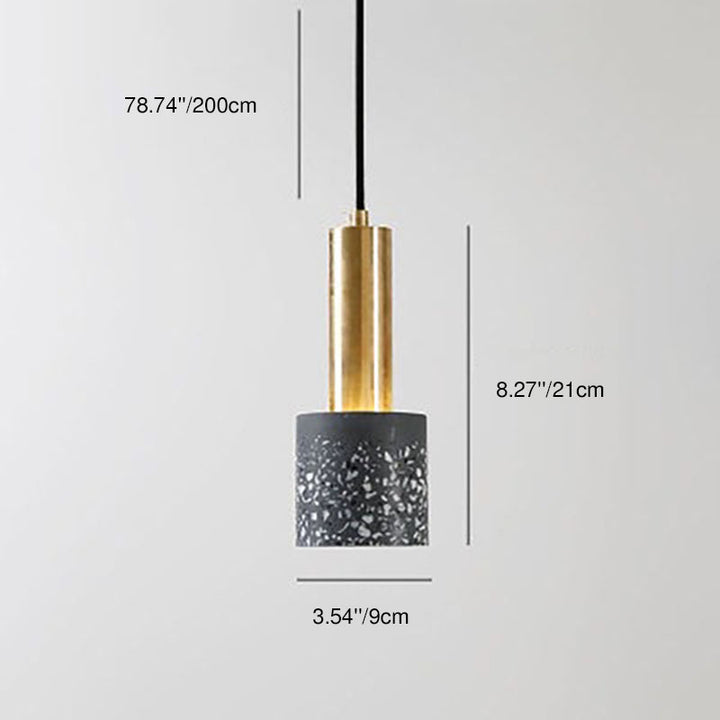 Moderne nordische Pendelleuchte aus farbigem Terrazzo und Metall mit 1 Flamme für das Wohnzimmer 