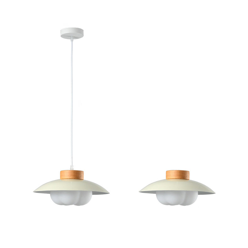 Lámpara colgante de 1 luz de estilo moderno minimalista con bola redonda de madera PE hierro para dormitorio 