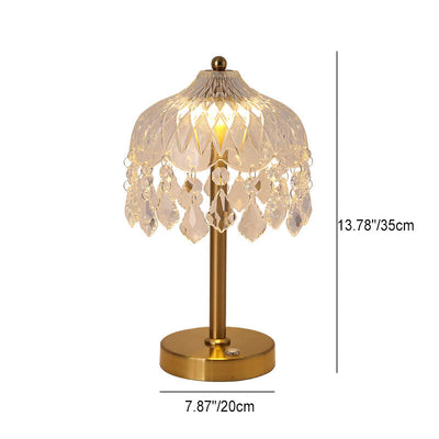 Modern Luxury Crystal Glass Umbrella USB LED Table Lamp