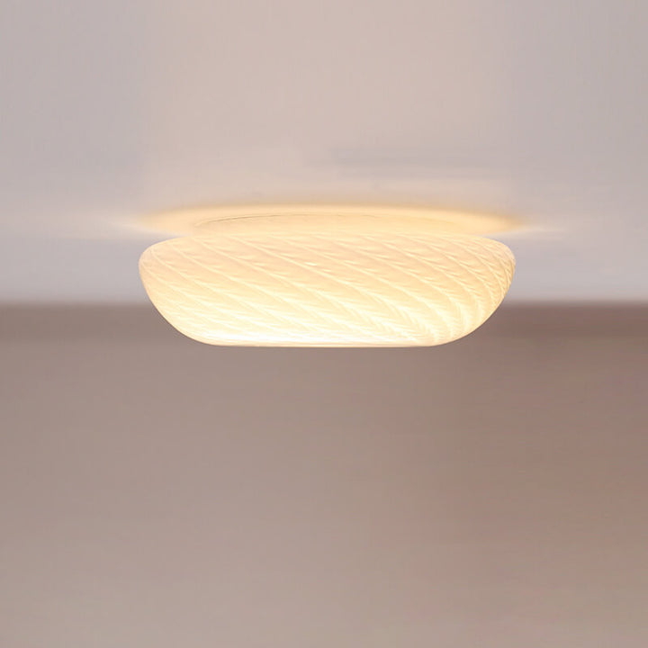 Plafonnier à LED rond en verre texturé blanc vintage nordique 