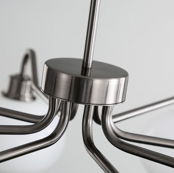 Moderner Mid-Century Persimmon Glasschirm Hardware 6/8-Licht Kronleuchter für Wohnzimmer 