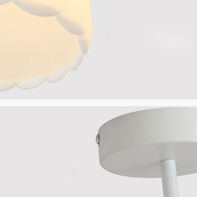 Modern Minimalist Round Flower Hardware PE LED Semi-Flush Mount Ceiling Light For Bedroom
