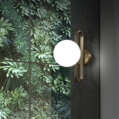Applique Murale 1 Lumière en Verre Sphère Simplicité Contemporaine avec Anneau en Fer pour Salon 