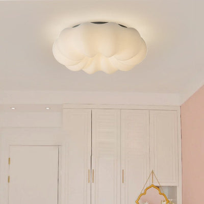 Modern Simplicity Pumpkin PE Shade Hardware LED Flush Mount Ceiling Light For Bedroom