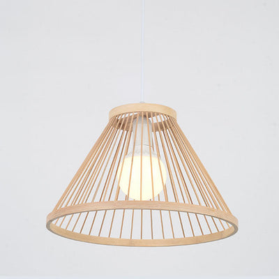 Traditionelle japanische Zen-Pendelleuchte aus Bambusgeflecht, halbkonisch, 1 Licht, für Wohnzimmer 