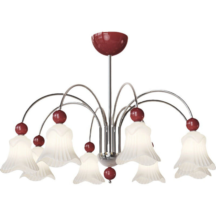 Moderne nordische Eisen-Glas-Blumenförmige Kugel 3/8-Licht-Kronleuchter für Wohnzimmer 