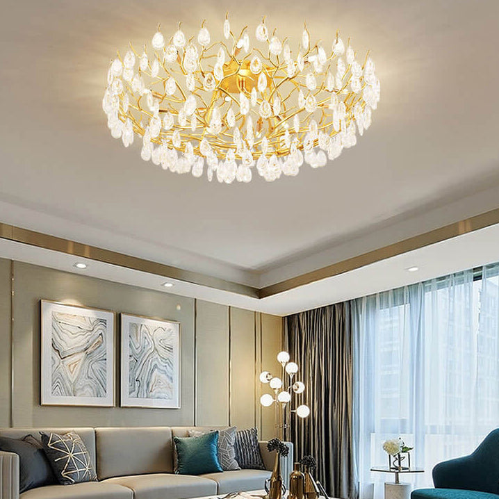 Europäisches Leichtluxus Gold Glamour Kristall 10/12-Licht Deckenleuchte 