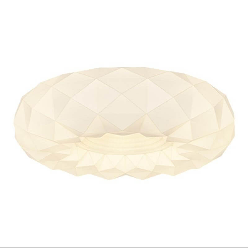 Contemporary Nordic Iron Acrylic White Round Geometric Texture LED Flush Mount Ceiling Light For Living Room &amp; Bedroom
