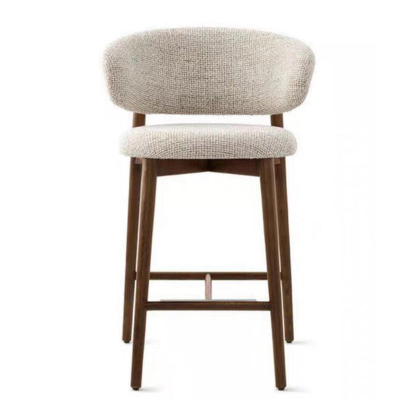 Tabouret de bar rond en tissu nordique contemporain avec dossier et repose-pieds pour salle à manger 