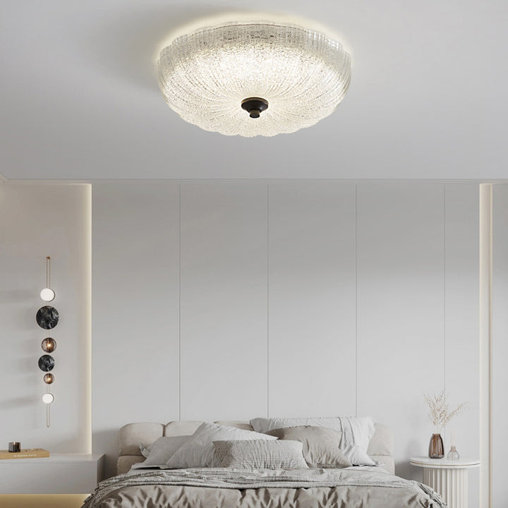Luz de techo LED empotrada redonda de vidrio de cobre de simplicidad moderna para dormitorio 