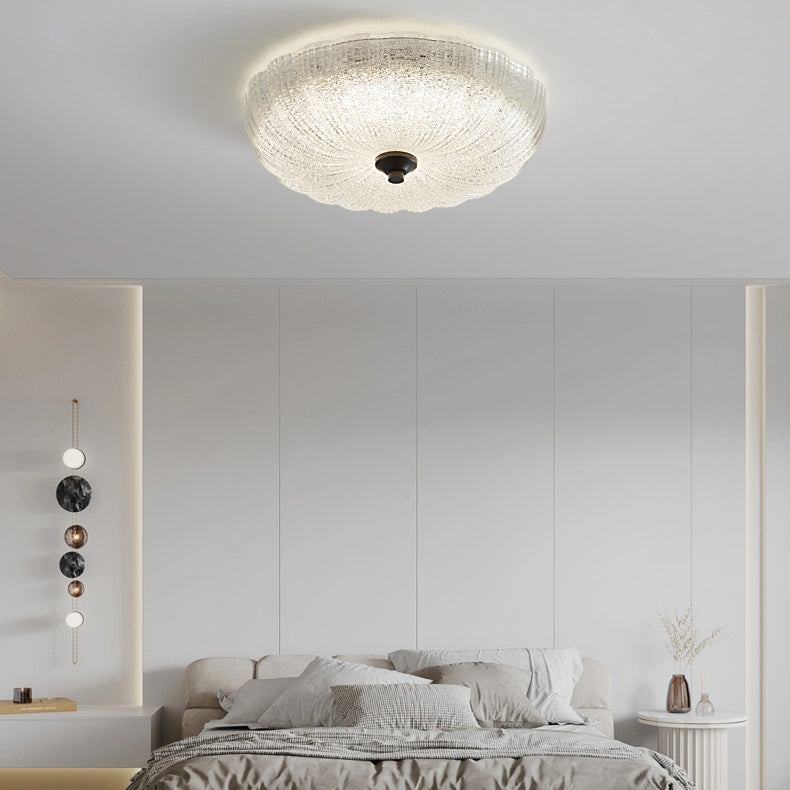 Plafonnier LED rond en verre de cuivre à montage affleurant pour chambre à coucher - Simplicité moderne 