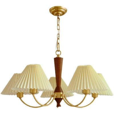 Zeitgenössischer nordischer Retro-Kronleuchter aus Vollkupfer mit Falten, 3/5-Licht für das Wohnzimmer 