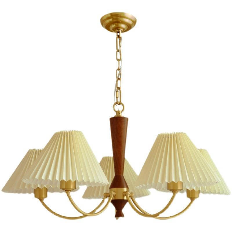 Zeitgenössischer nordischer Retro-Kronleuchter aus Vollkupfer mit Falten, 3/5-Licht für das Wohnzimmer 