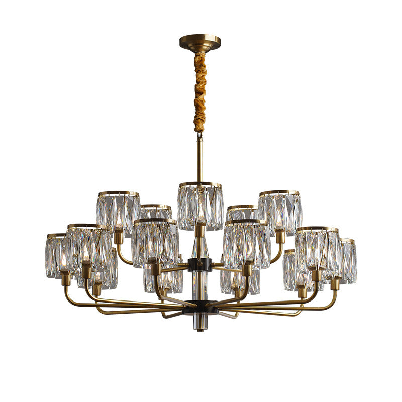 Lustre en cristal de cuivre de luxe contemporain avec 6/8/10/15/21 lumières pour chambre 
