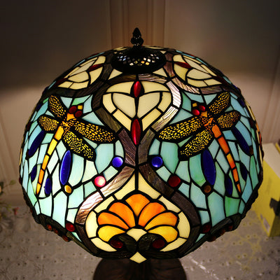 Lampe de Table Traditionnelle Rustique Ronde en Résine et Verre à 2 Lumières pour Chambre 