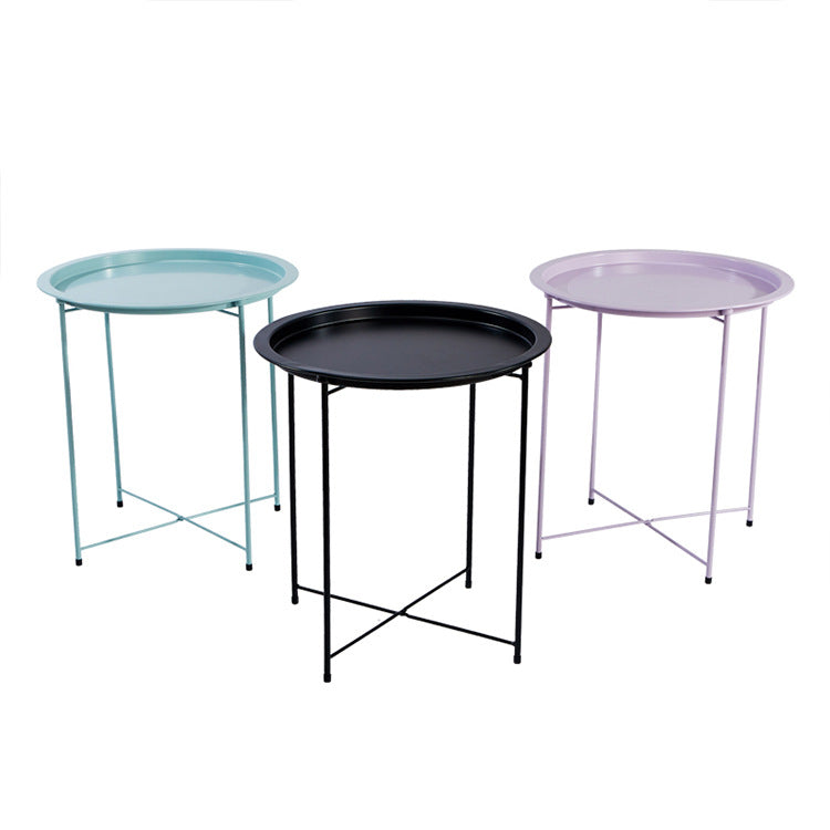 Bandeja de mesa de café redonda minimalista moderna con marco de hierro para sala de estar 