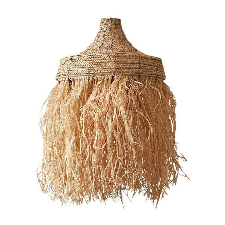 Contemporary Boho Straw Hat Tassel 1-Light Pendant Light For Dining Room