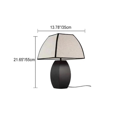 Contemporary Vintage Quadrilateral Column Iron Fabric 1-Light Table Lamp For Bedroom