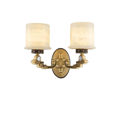 European Retro Light Luxury Copper Jade 1/2-Light Wall Sconce Lamp