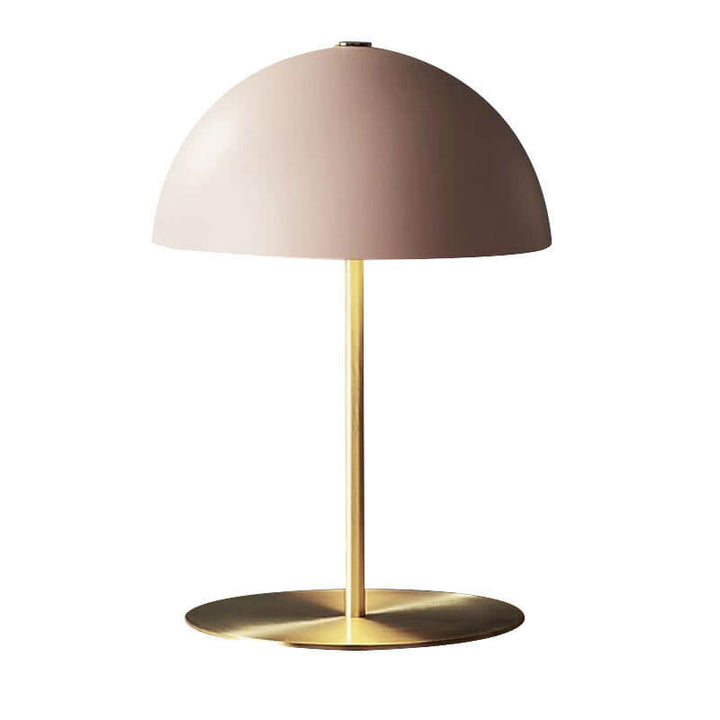 Contemporary Nordic Pink Dome Copper Base 1-Light Table Lamp For Bedroom