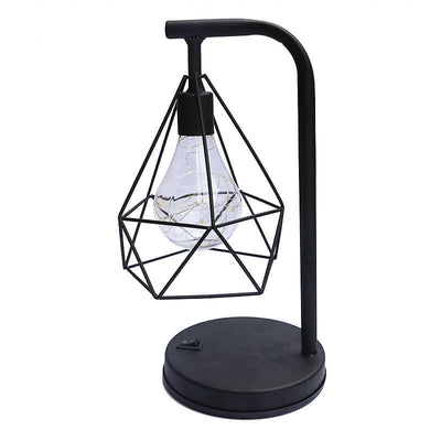 Lámpara de Mesa de 1 Luz USB de Batería de Hierro con Diamante Decorativo Moderno 