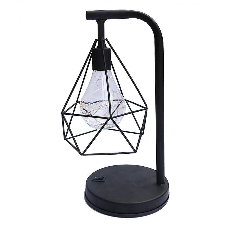 Lámpara de Mesa de 1 Luz USB de Batería de Hierro con Diamante Decorativo Moderno 