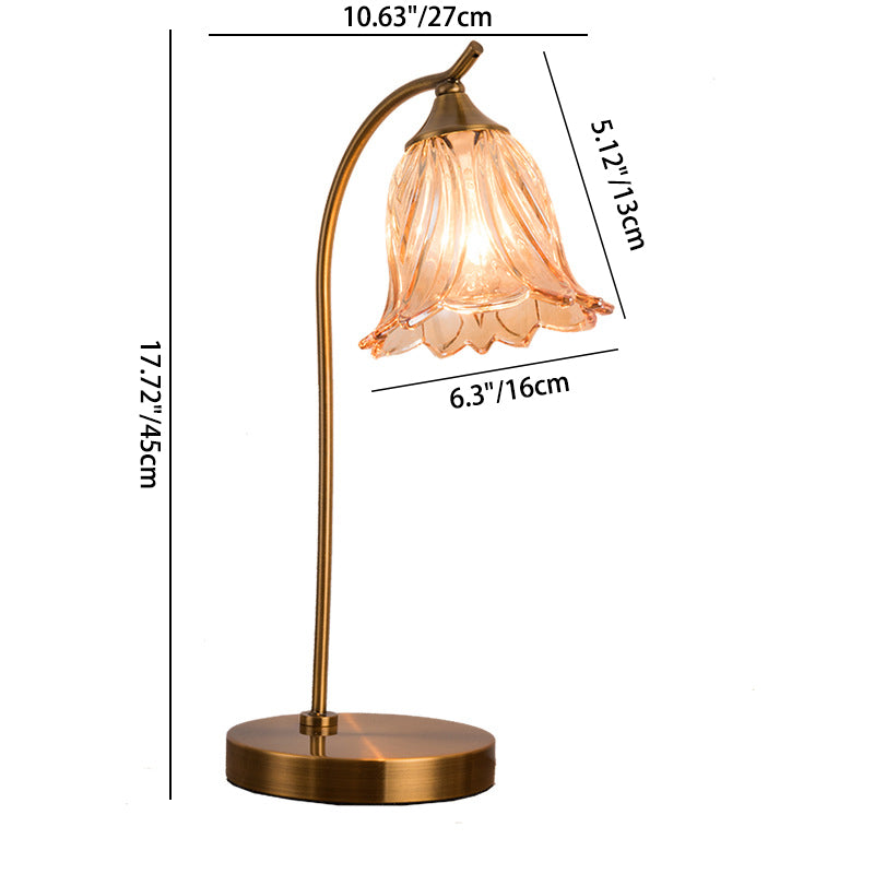 Modern Art Deco Round Flower Shaped Metal Glass 1-Light Table Lamp For Bedroom