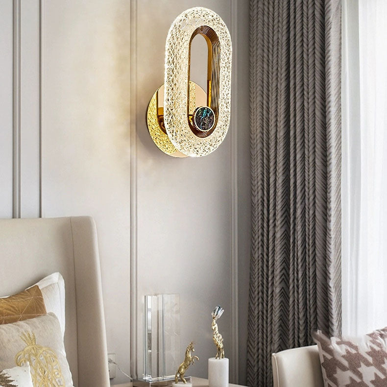 Contemporary Luxury Zinc Alloy Acrylic Shade Oval Ring LED Wall Sconce Lamp For Living Room