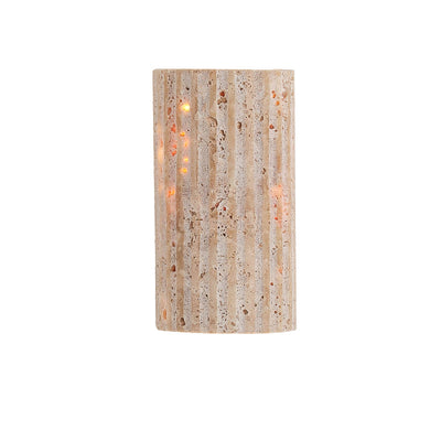 Traditionelle japanische gestreifte beige Travertin-Halbkugel-LED-wasserdichte Wandleuchte für das Wohnzimmer 