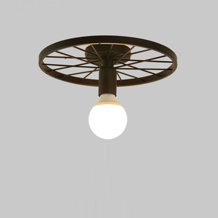 Traditionelle Vintage-Deckenleuchte mit 1-flammigem Rad aus Schmiedeeisen für den Flur 