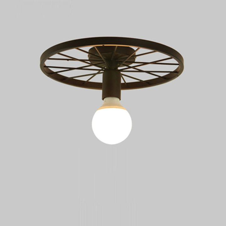 Traditionelle Vintage-Deckenleuchte mit 1-flammigem Rad aus Schmiedeeisen für den Flur 