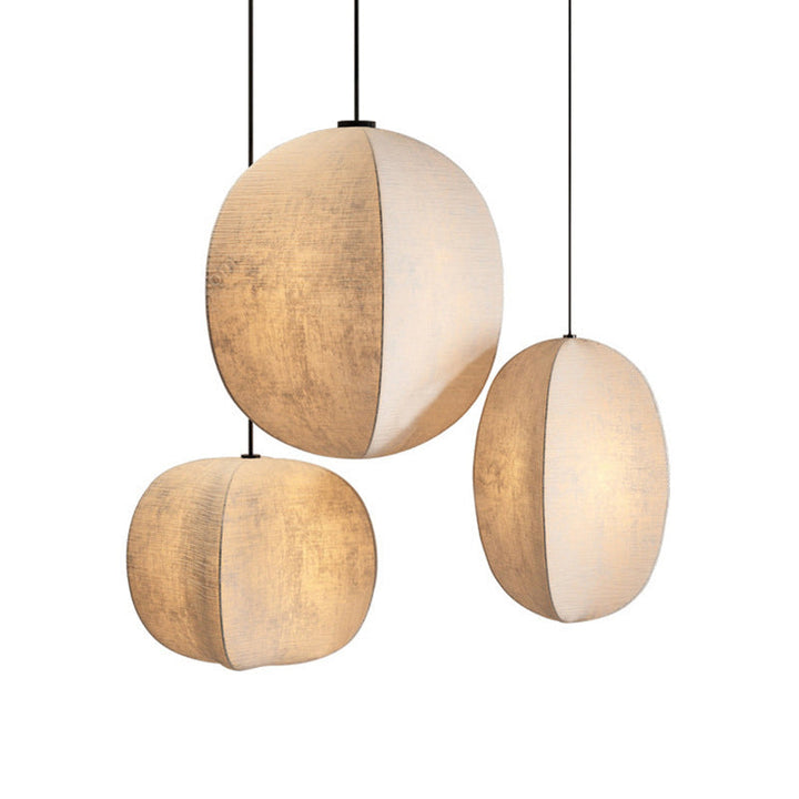 Forme de lanterne anti-soie Zen japonaise traditionnelle 1 lumière suspension pour salon 