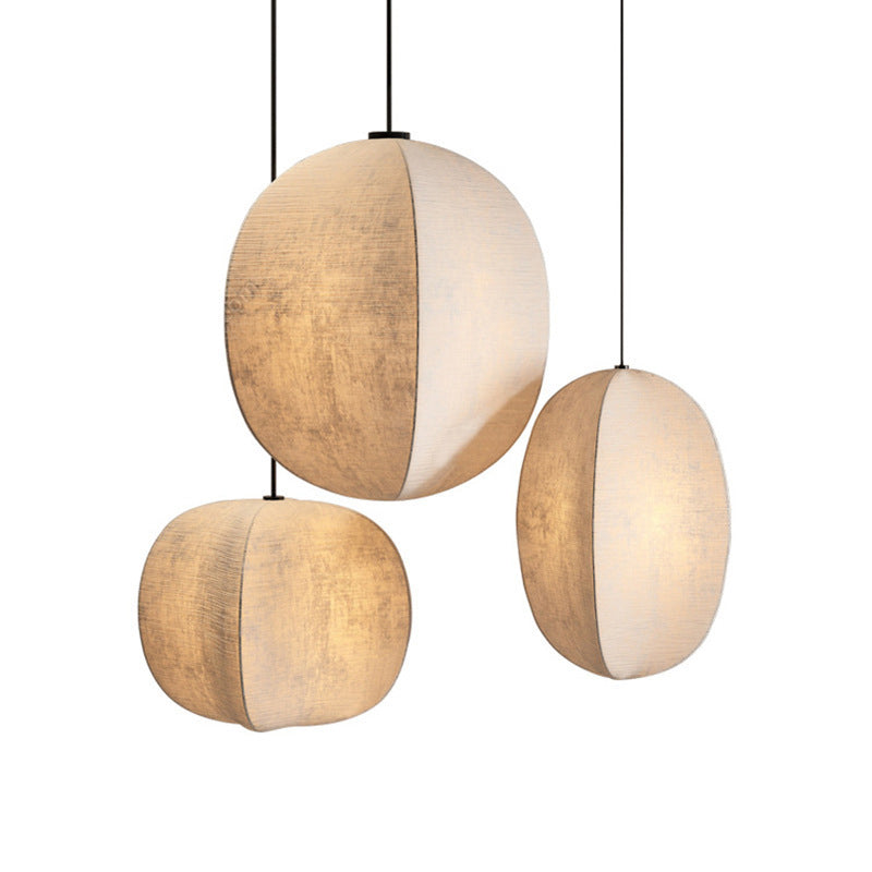Forme de lanterne anti-soie Zen japonaise traditionnelle 1 lumière suspension pour salon 