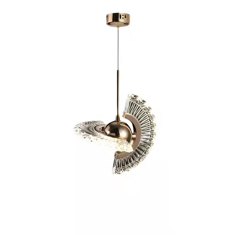 Lustre LED contemporain de luxe avec abat-jour en acrylique rotatif en forme de croix pour salon 