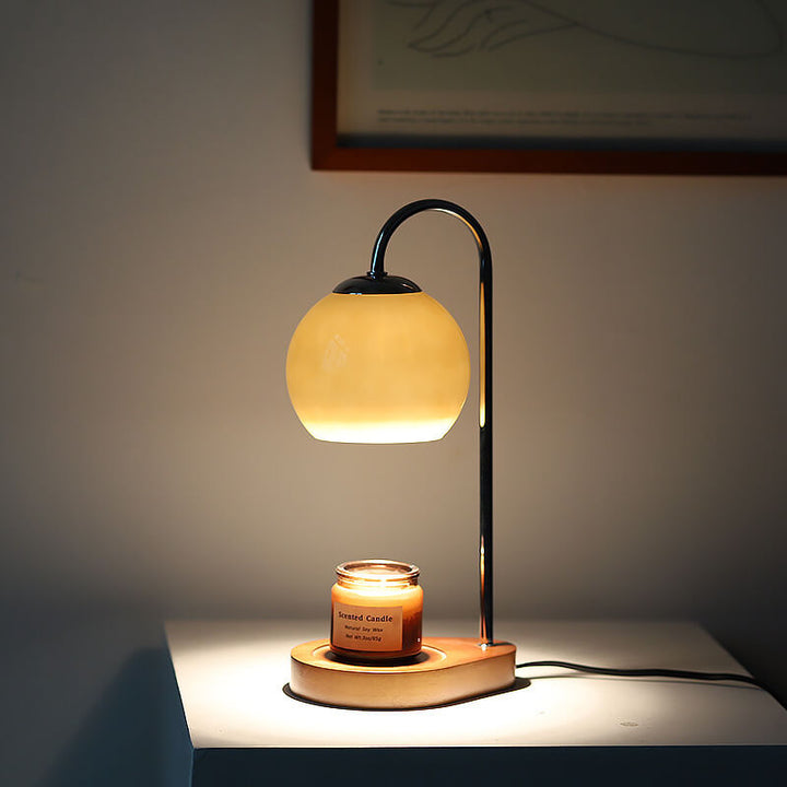 Lampe de table en bois massif moderne simple avec bougie sphérique à une lumière fondante 