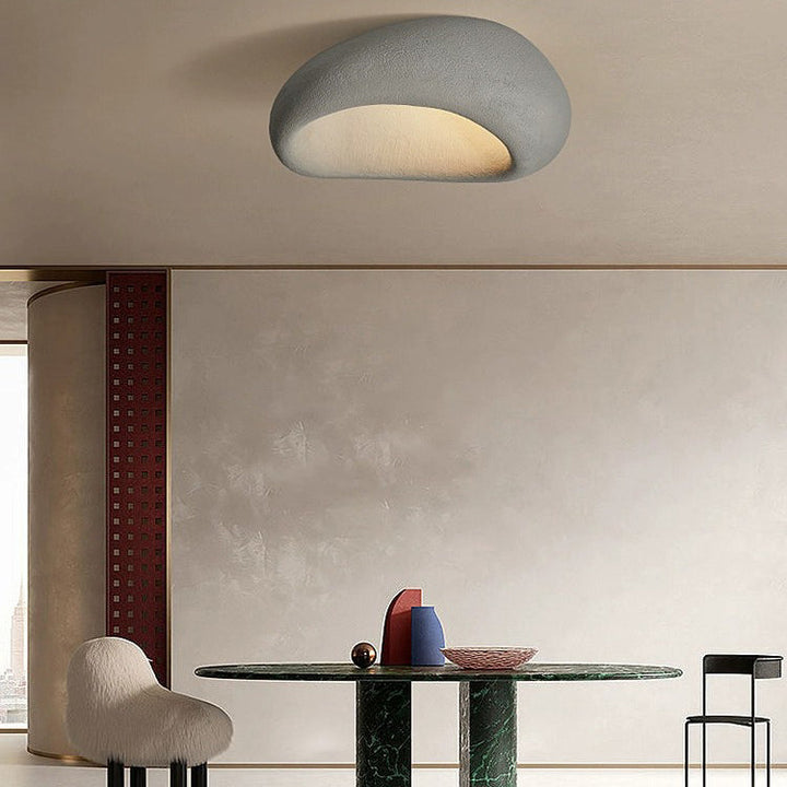 Plafonnier encastré à 1 lumière en mousse japonaise traditionnelle creusée pour salle à manger 