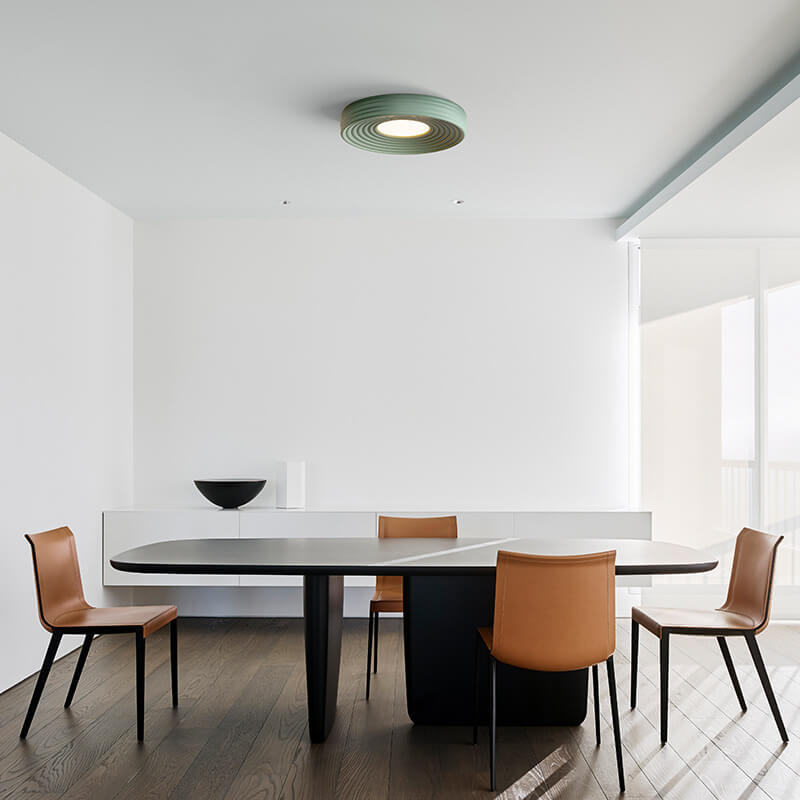 Luz de techo LED montada al ras de hierro redonda con rayas minimalistas nórdicas 