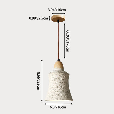 Zeitgenössische industrielle Kuppel konische Massivholz Zement 1-Licht Pendelleuchte für Wohnzimmer 