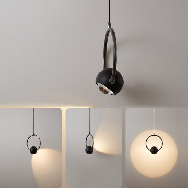 Lustre LED Suspendu Cercle en Aluminium Nordique Contemporain avec Anneau Élévateur pour Chambre 