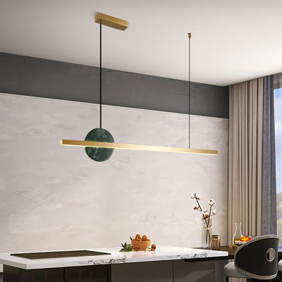 Lustre Contemporain de Luxe en Fer à Ligne Droite Ronde en Marbre LED pour Île pour Salon 