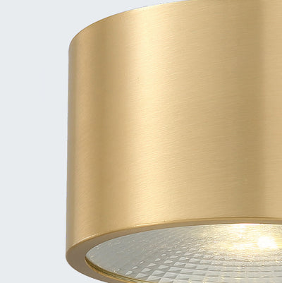 Modern Minimalist Cylinder Brass LED Flush Mount Ceiling Light For Living Room