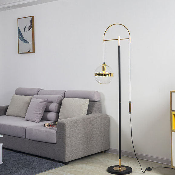 Moderne minimalistische Angelrute Kugel Eisen Glas Marmor 1-Licht Stehlampe 