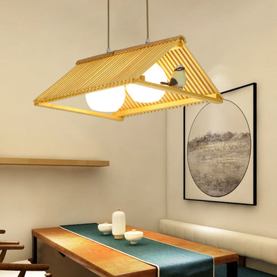 Traditioneller chinesischer Traufe-Vogel-Bambusglas-1/2/3-Licht-Insel-Licht-Kronleuchter für Esszimmer 