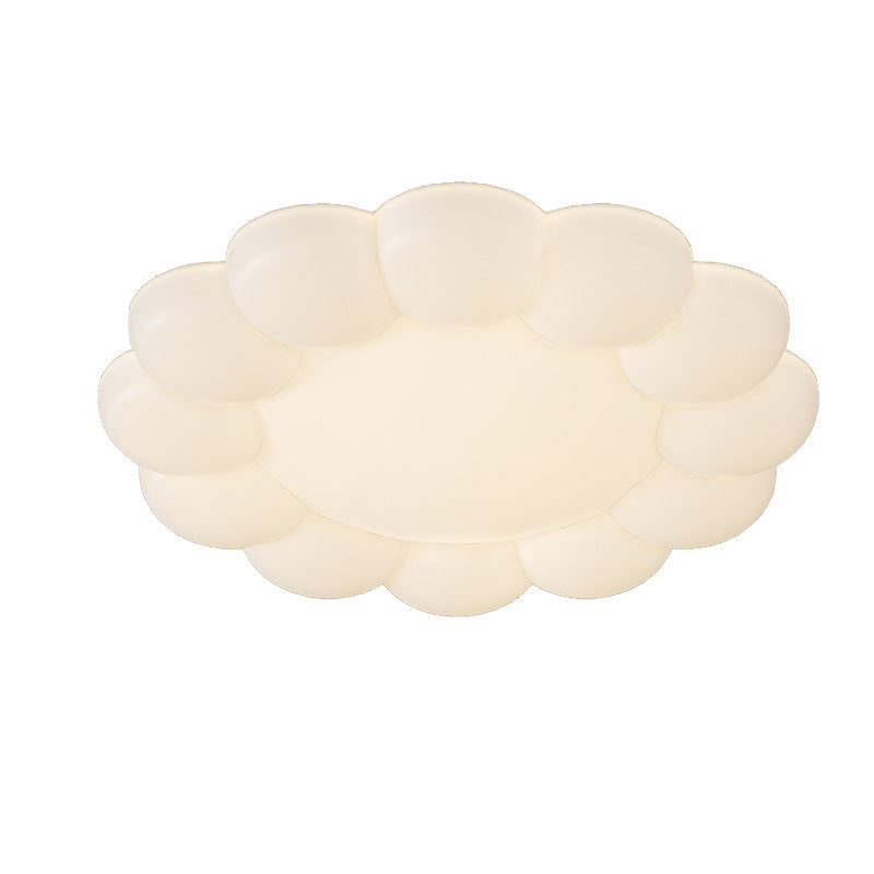 Zeitgenössische nordische Creme PE Flower LED Unterputz-Deckenleuchte für Schlafzimmer 