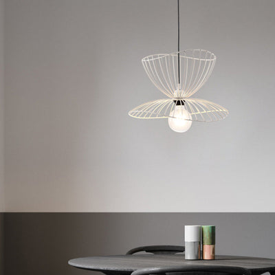 Lustre suspendu contemporain nordique à vague irrégulière ronde en fer avec 1 lumière pour salon 