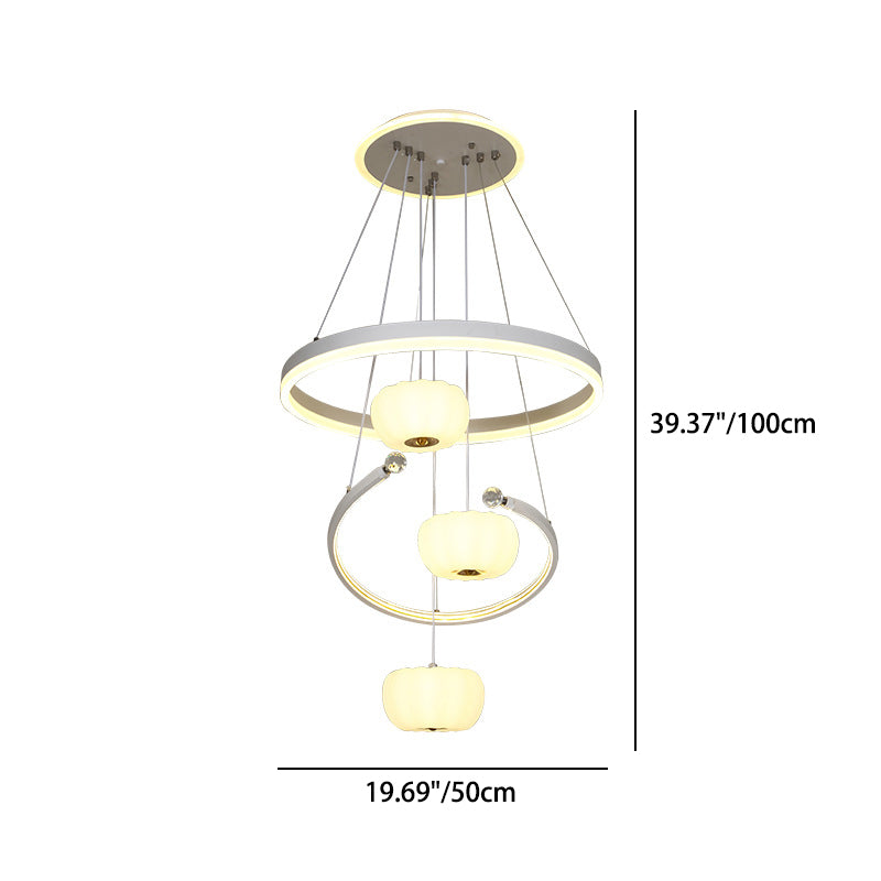 Chandelier LED en fer acrylique pour salon avec branche ronde minimaliste moderne et citrouille 