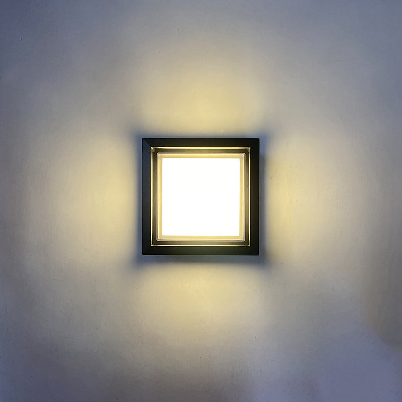 Applique murale moderne minimaliste étanche en aluminium carré acrylique LED pour jardin 