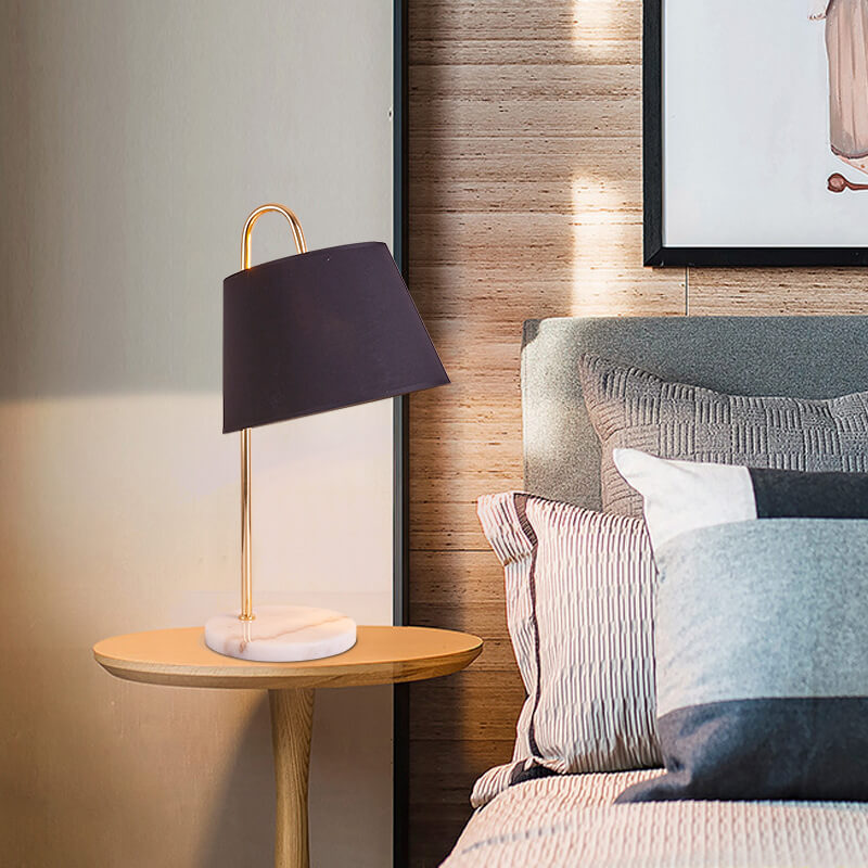 Nordic Modern Solid Color Stoffschirm Marmor 1-Licht Tischlampe 