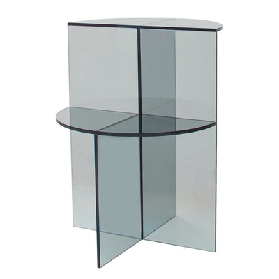 Table d'appoint semi-circulaire scandinave contemporaine en acrylique à 2 niveaux pour salon 